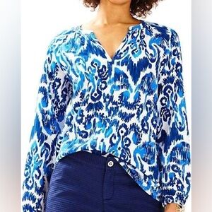 Lilly Pulitzer Blue and White Patterned Blouse